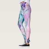 Ätherisch Aquamarin rosa Lila Inky Moderner Glamou Leggings (Links)