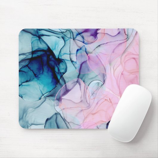 Ätherisch Aquamarin rosa Lila Inky Moderner Glamou Mousepad (Mit Mouse)