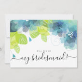 Ätherisch blaue Blumen werden meine Brautjungfrau Einladung (Vorderseite)