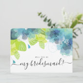 Ätherisch blaue Blumen werden meine Brautjungfrau Einladung (Stehend Vorderseite)