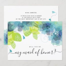 Ätherisch blaue Blumen werden Sie meine Trauzeugin Einladung