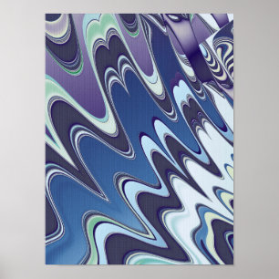 Ätherisch blaue und violette Flüssig-Marmor-Wellen Poster