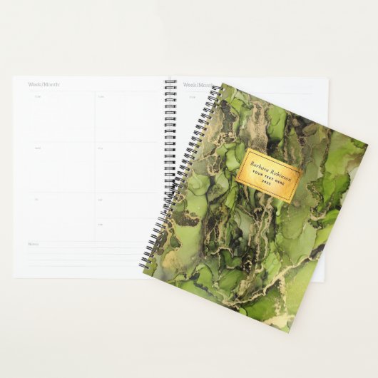 Ätherisch-grüner Schwarz-Gold-Abstrakt-Tinte Planer (Anzeige)