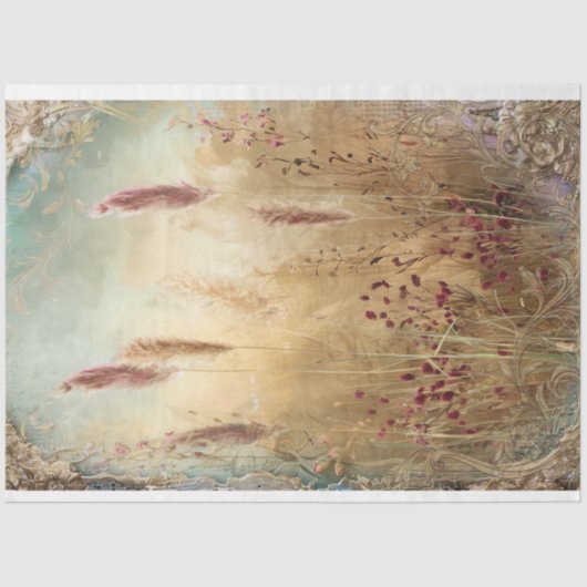 Ätherisch, Pampas Grass Field, Mixed Media Effect Seidenpapier (Vorderseite)