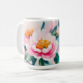 Ätherisch-rosa Peonies Kaffeetasse (Vorderseite Links)