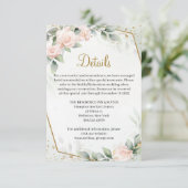 Ätherisch Rosa Rose Grüne Goldene Details Begleitkarte (Stehend Vorderseite)