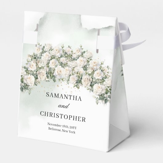 Ätherisch-weiße Rosenkranzgewächse Goldhochzeit Geschenkschachtel (Rückseite)