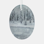 Ätherische 3D-Look Winterszene Glasdekoration Ornament Aus Glas (Vorderseite links)