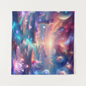 Ätherische Alien Landschaft mit Floating-Kristalle Wandteppich (Vorderseite (Horizontal))