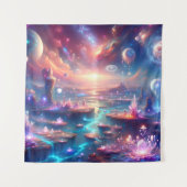 Ätherische Alien Landschaft mit Floating-Kristalle Wandteppich (Vorderseite)