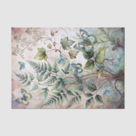 Ätherische Aquarell-Botanik Farne & Schmetterlinge Seidenpapier