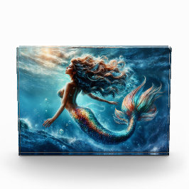 Ätherische aquatische Meerjungfrau Schönheit in ti Fotoblock