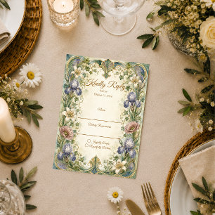 Ätherische Art Nouveau Botanische Romantische Hoch RSVP Karte