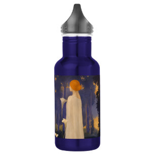 Ätherische Art Nouveau-Frau bei mondbeschienenen C Edelstahlflasche