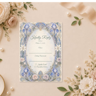 Ätherische Art Nouveau Iris Romantische Hochzeit RSVP Karte