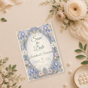 Ätherische Art Nouveau Iris Romantische Hochzeit Save The Date