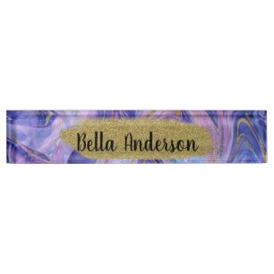 Ätherische Baumwollzucker-Marmor-Wasserfarben-Fant Namensplakette