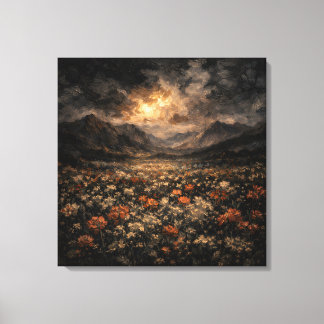Ätherische Berg-Glanz-Impasto-Landschaftsleinwand Leinwanddruck