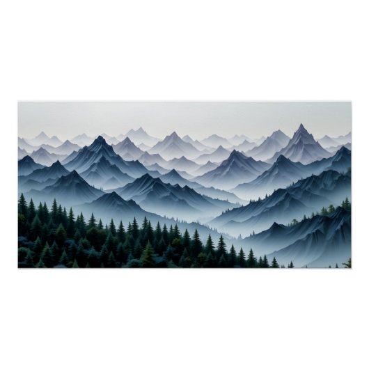 Ätherische Berge Vista Poster (Vorderseite)