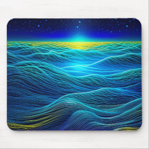 Ätherische blaue Waves und Meeressonnenuntergänge Mousepad