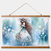 Ätherische Blume Faia Watercolor Dreamscape Wandteppich Mit Holzrahmen (Vorne)