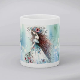 Ätherische Blumenfee in einer Wasserfarben-Traumla Kaffeetasse