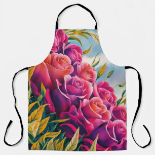Ätherische Blüte: Abstrakte Aquarell-Rosen-Symphon Schürze