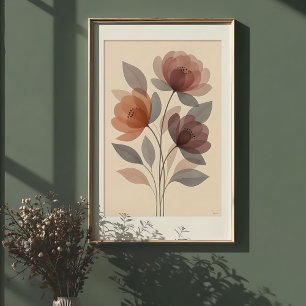 Ätherische Blüten: Gedämpfter Wasserfarben-Blumenp Poster