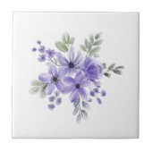 "Ätherische Blüten: Lila Aquarellfarben-Blume Bouq Fliese (Vorderseite)