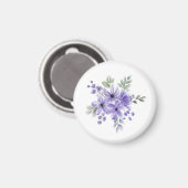 "Ätherische Blüten: Lila Aquarellfarben-Blume Bouq Magnet (Vorderseite/Rückseite)