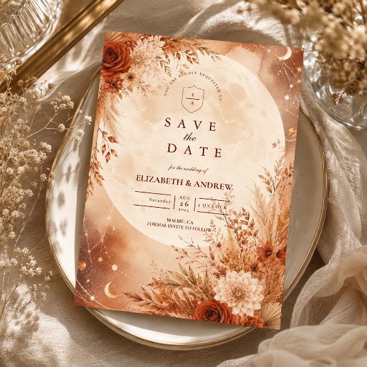 Ätherische Boho-Herbsthochzeit Save The Date