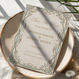 Ätherische botanische Filigran-Keltik Save The Date