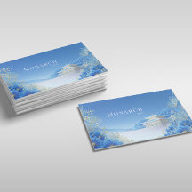 Ätherische Chinoiserie Blaue Blumige Pagodenlandsc