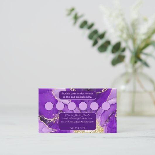 Ätherische Elegance: Lila geode-Inspiriert Begleitkarte (Stehend Vorderseite)