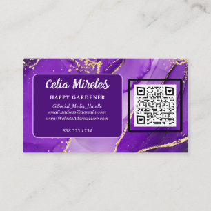 Ätherische Elegance: Lila geode-Inspiriert QR-Code Begleitkarte