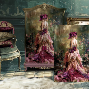 Ätherische Eleganz Burgunderwein-Porträt & Floral Seidenpapier