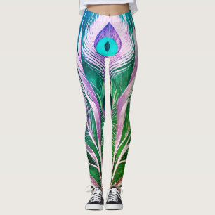 Ätherische Eleganz: Pfauenfedern in Radiant Har Leggings