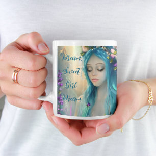 Ätherische Fantasy-Kunst   Schöne blaue Fee  Kaffeetasse