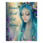 Ätherische Fantasy-Kunst | Schöne blaue Fee Poster (Vorderseite)