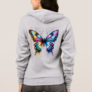 Ätherische Farbfusion: Schmetterling tanzt unter Hoodie