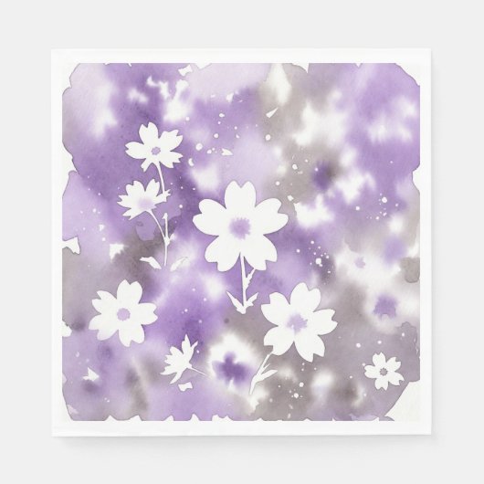 Ätherische Flieder Florale Silhouette Servietten (Vorderseite)