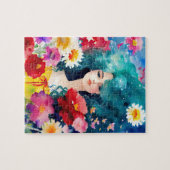 Ätherische Frau mit Blume Puzzle (Horizontal)