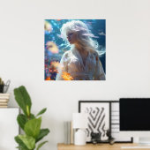 Ätherische Frau mit weißem Haar Poster (Heimbüro)