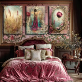 Ätherische Frau, Vintager Jugendstil, gemischte Me Seidenpapier