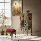 Ätherische Frau, Vintager Jugendstil, gemischte Me Seidenpapier