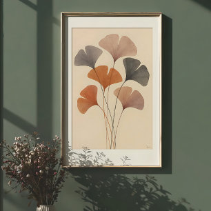 Ätherische Ginkgoblätter Aquarell Poster