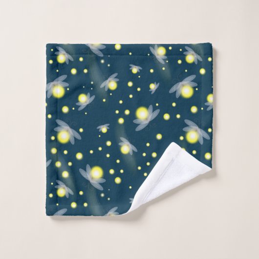 Ätherische glühende Glühwürmchen im Nachtmuster Badhandtuch Set (Waschlappen)
