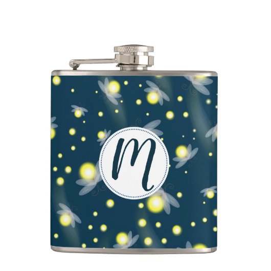 Ätherische glühende Glühwürmchen im Nachtmuster Flachmann (Vorderseite)