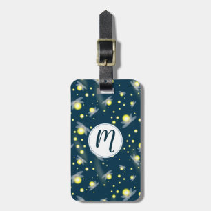 Ätherische glühende Glühwürmchen im Nachtmuster Gepäckanhänger