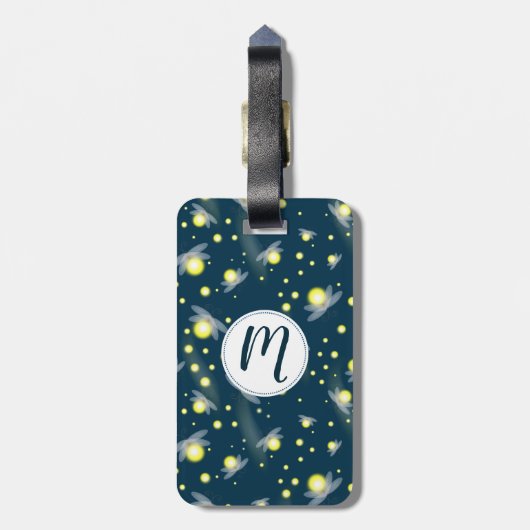 Ätherische glühende Glühwürmchen im Nachtmuster Gepäckanhänger (Rückseite vertikal)